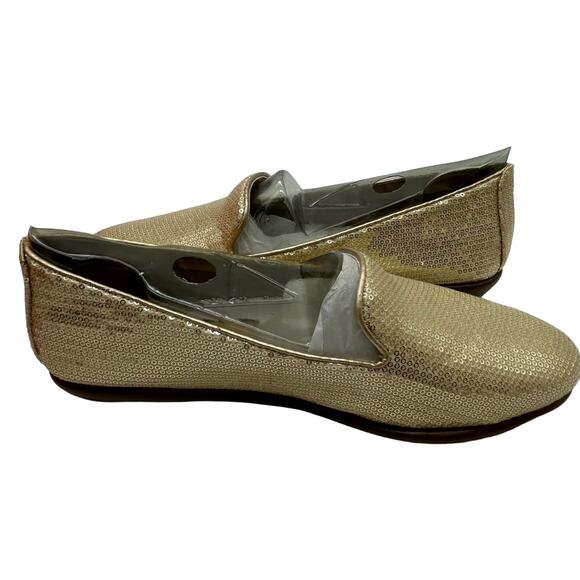 NIB Aerosoles Gold Sequin Smoking Loafers 5.5 Dressy Evening Party Costume New - Picture 14 of 16